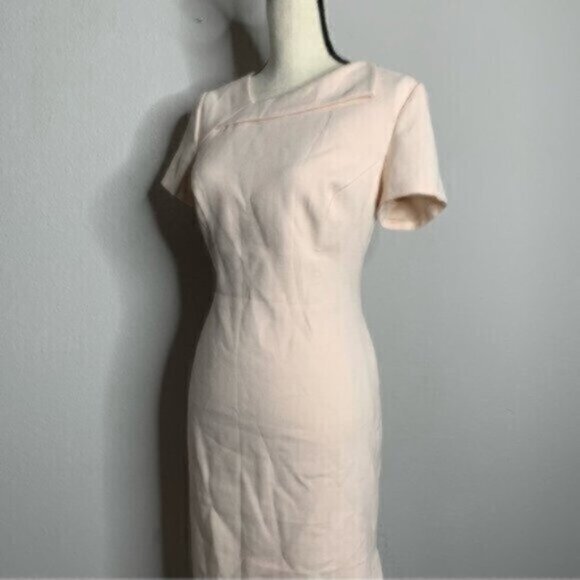 Vince Camuto Light Pink Short Sleeve Sheath Midi Dress Side Slit - Picture 8 of 14